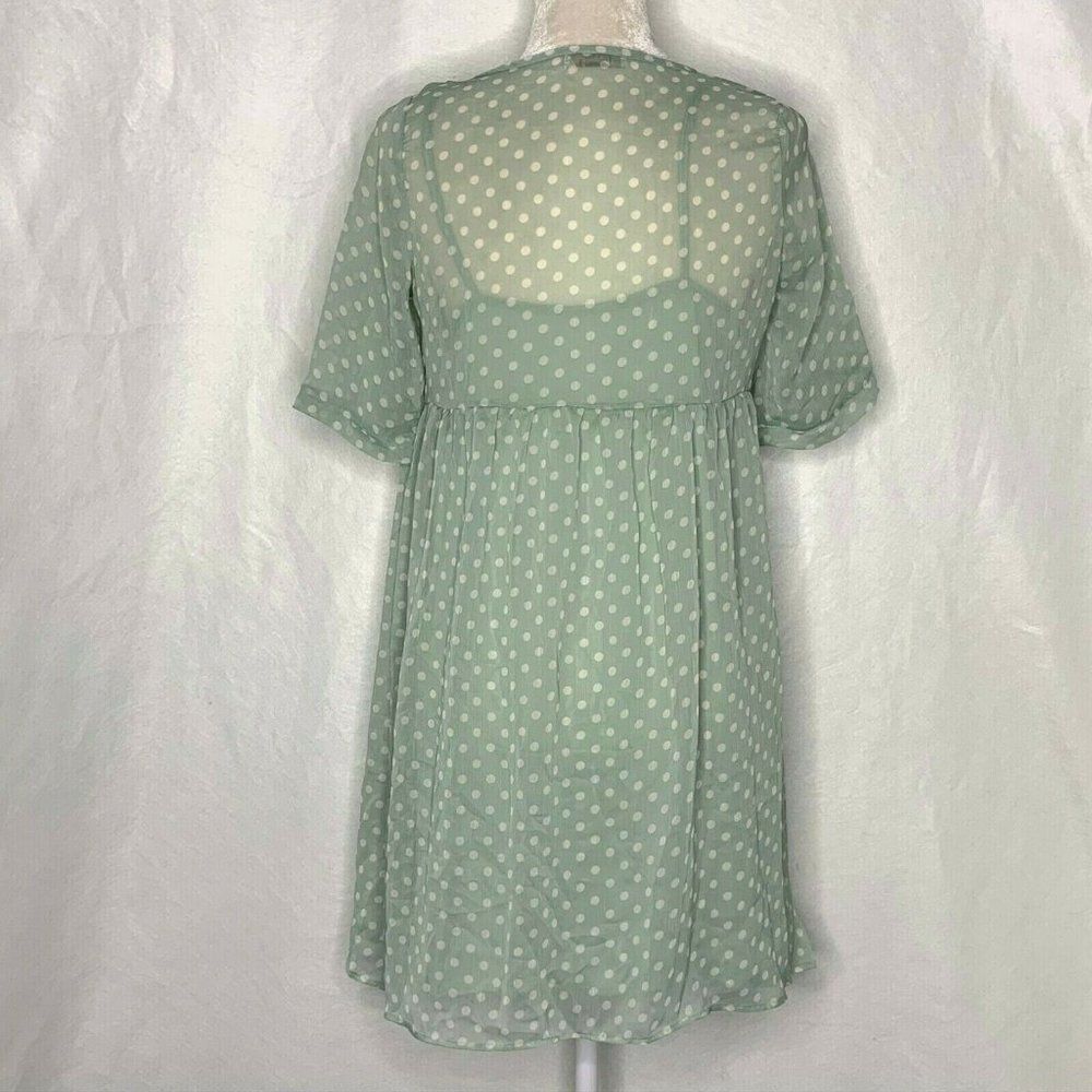 Freebird Babydoll Dress Mint Green White Polka Dot - Picture 3 of 4